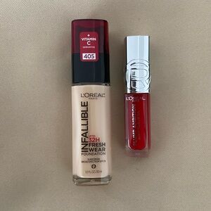 L'Oreal Infallible Fresh Wear Foundation+L’Oreal Plump Ambition Hyaluron Lip Oil
